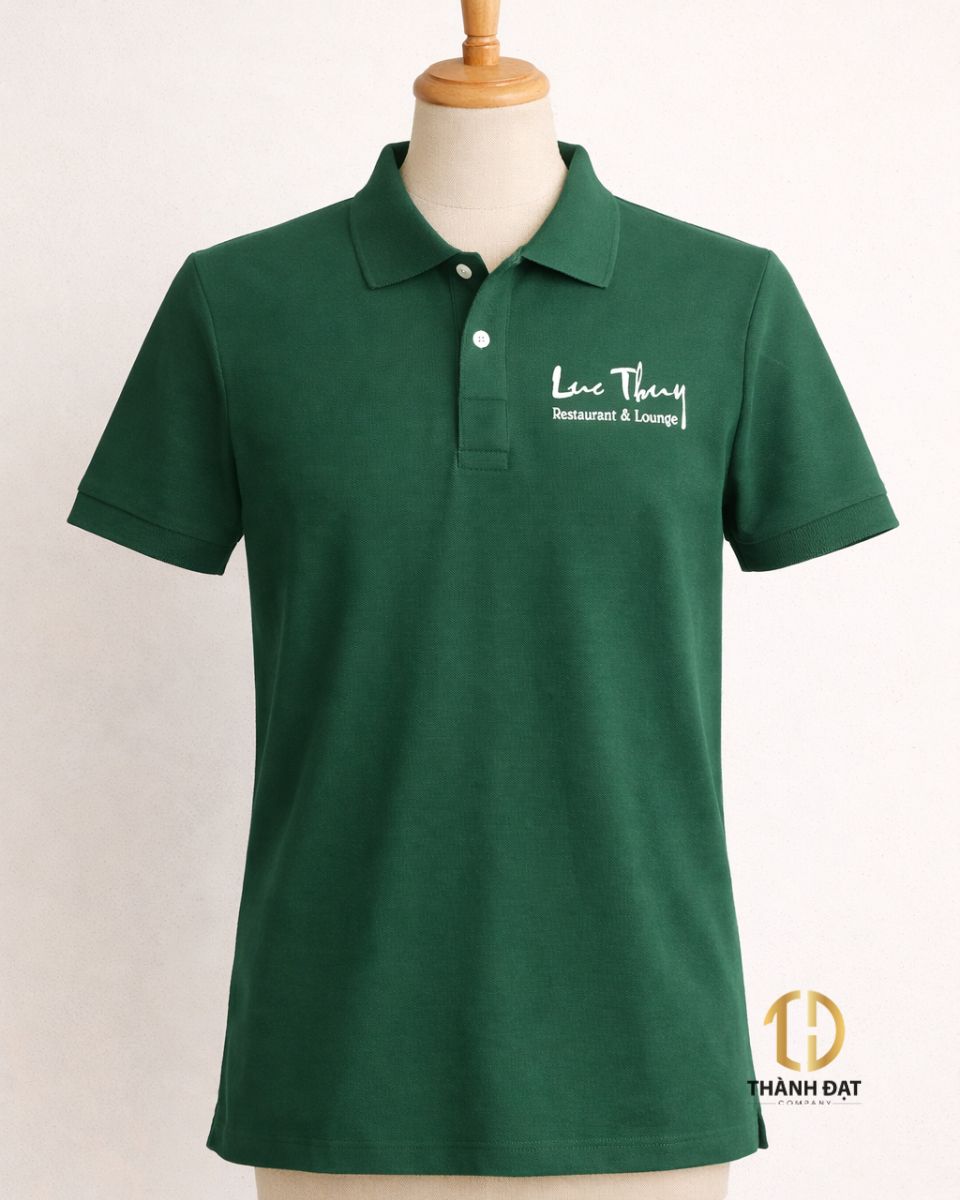Áo polo đồng phục nhân viên nhà hàng màu xanh