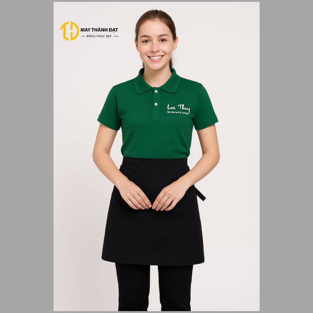 đồng phục áo phông và tạp dề nhân viên phục vụ nhà hàng Lục Thủy - Hồ Gươm