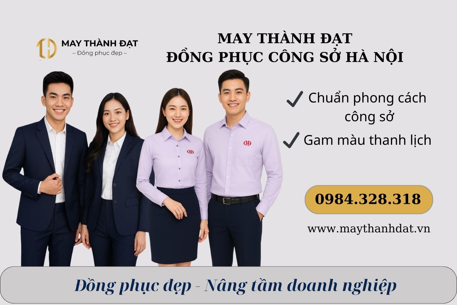 banner đồng phục công sở Hà Nội May Thành Đạt hotline 0984.328.318