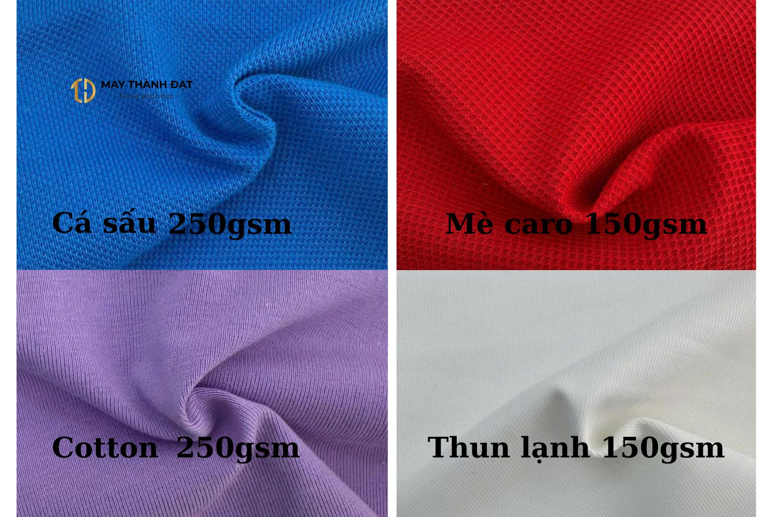 So sánh các loại vải cùng thành phần và định lượng GSM để minh họa sự khác biệt về chất liệu