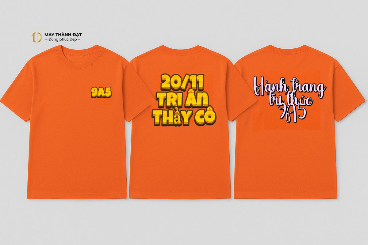 Áo đồng phục lớp in logo và slogan tri ân thầy cô 20/11 tại Hà Nội.