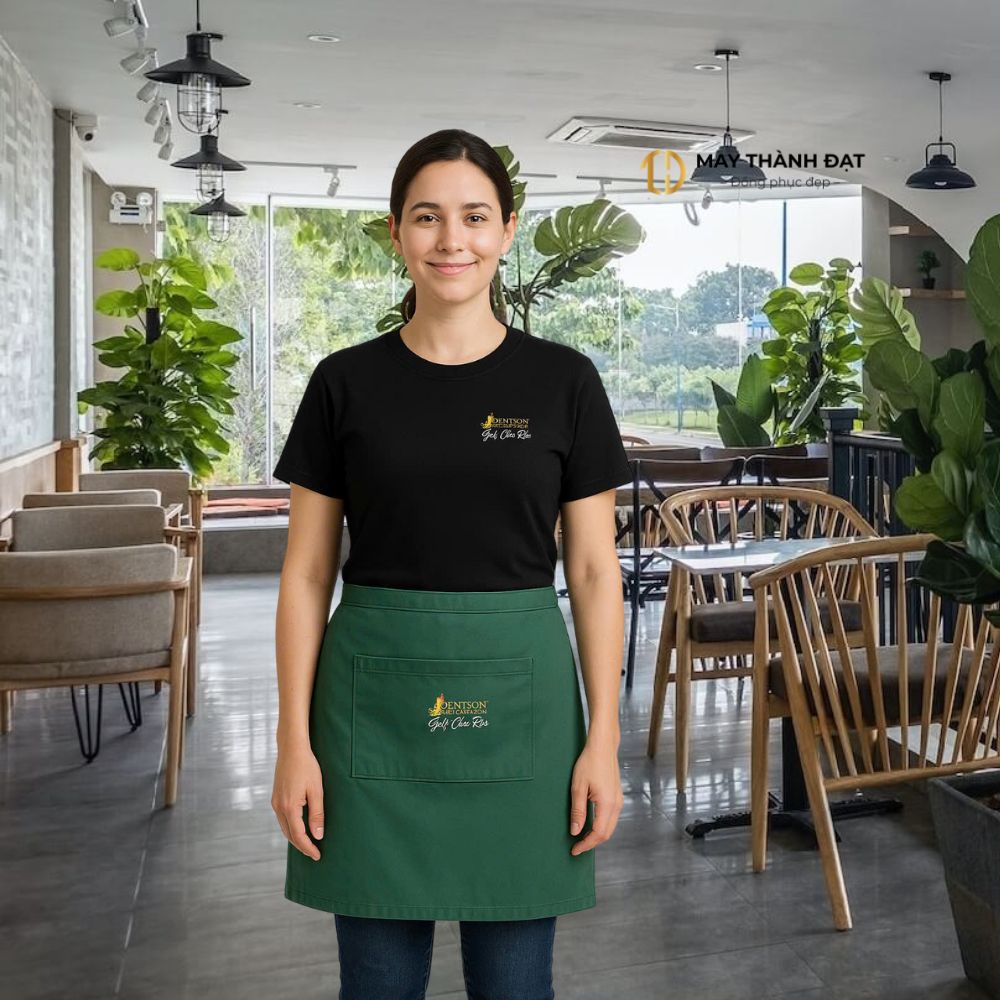 Mẫu tạp dề lửng ngang hông cho nhân viên phục vụ quán ăn, nhà hàng, quá cafe Hà Nội
