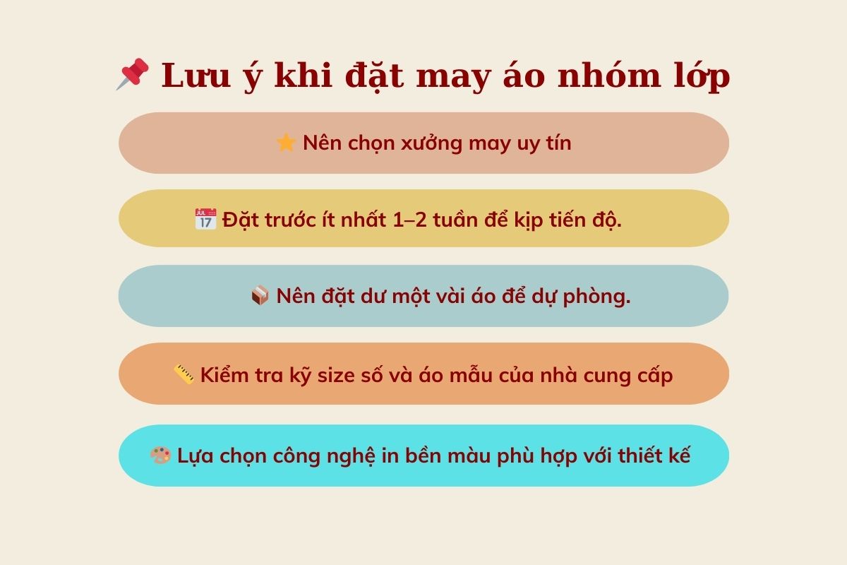 Infographic lưu ý khi đặt may áo nhóm lớp tại Hà Nội