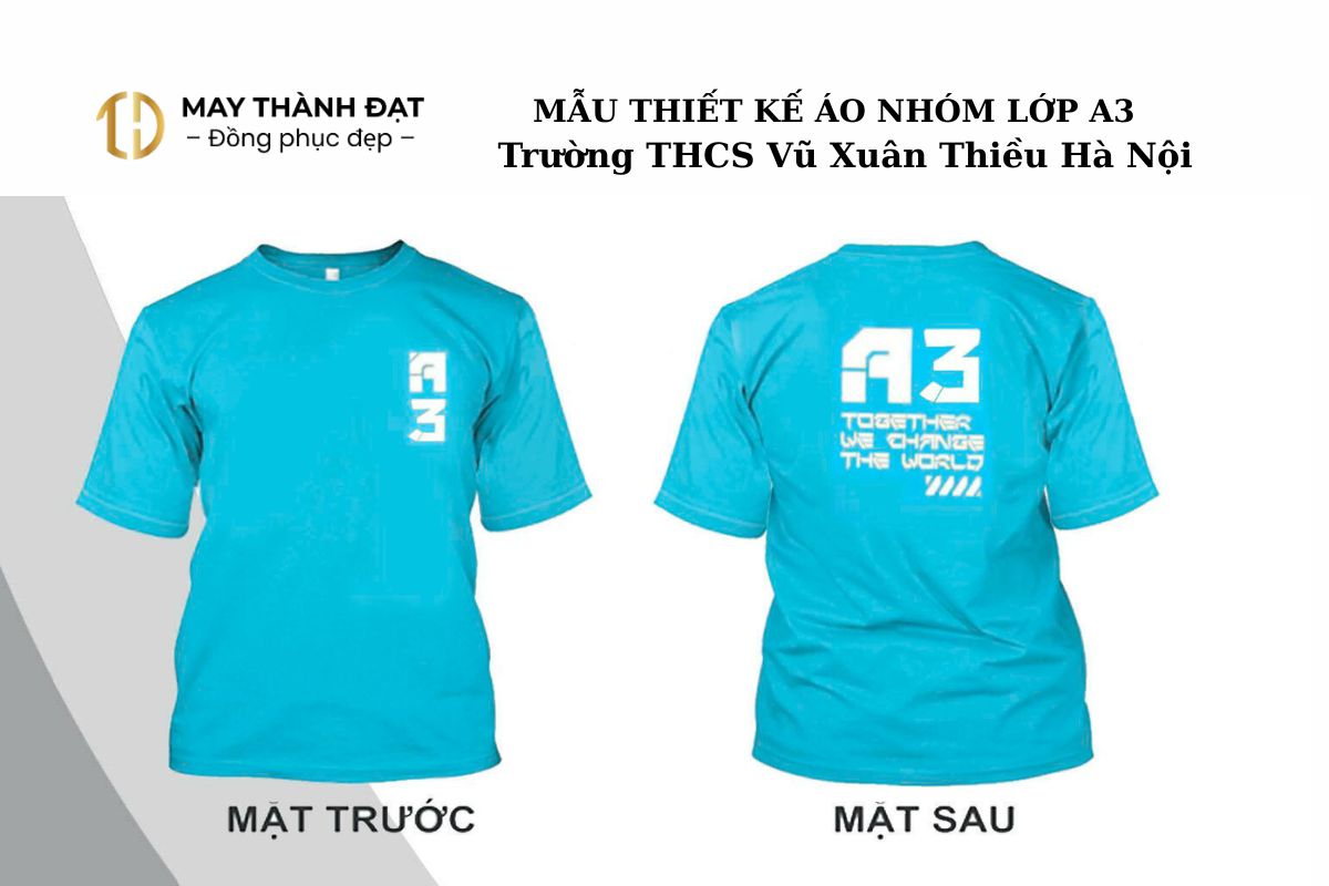Mẫu thiết kế áo nhóm lớp màu xanh của May Thành Đạt Hà Nội