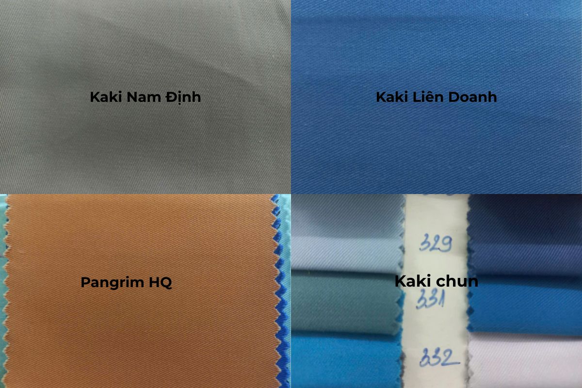 So sánh vải kaki Nam Định, kaki Liên Doanh, kaki thun và Pangrim HQ để may đồng phục bảo hộ mùa thu