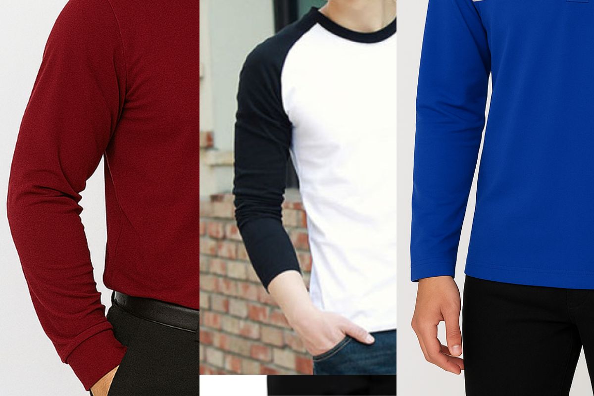 Các kiểu tay áo phông dài tay đồng phục: tay bo, tay thẳng, tay raglan – May Thành Đạt Hà Nội.