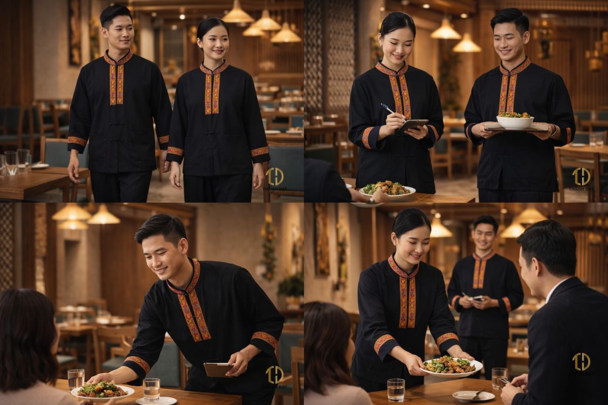 Đồng phục nhà hàng Tây Bắc ứng dụng trong hoạt động phục vụ thực tế