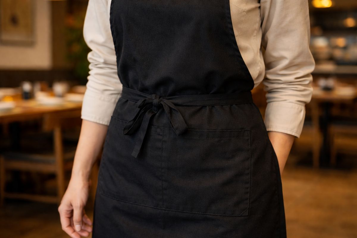 chất liệu vải tạp dề đồng phục phục vụ nhà hàng