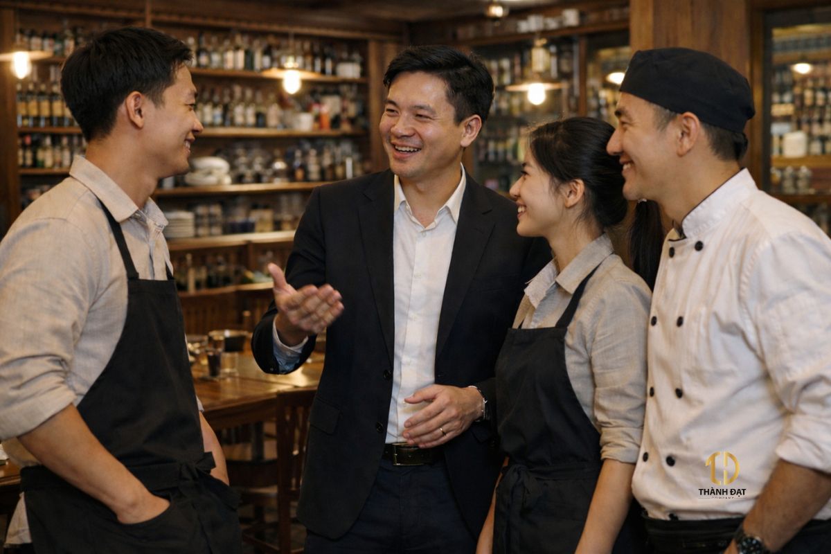 đồng phục nhân viên phục vụ trong môi trường nhà hàng chuyên nghiệp