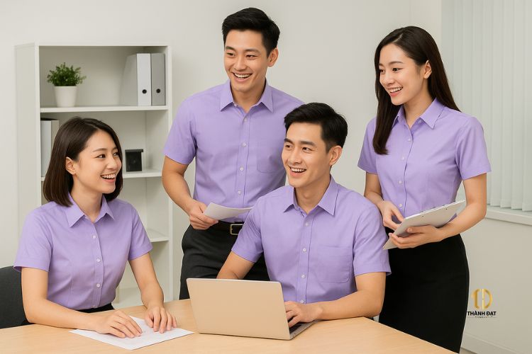 đồng phục công sở cho nhân viên văn phòng trong môi trường làm việc thực tế