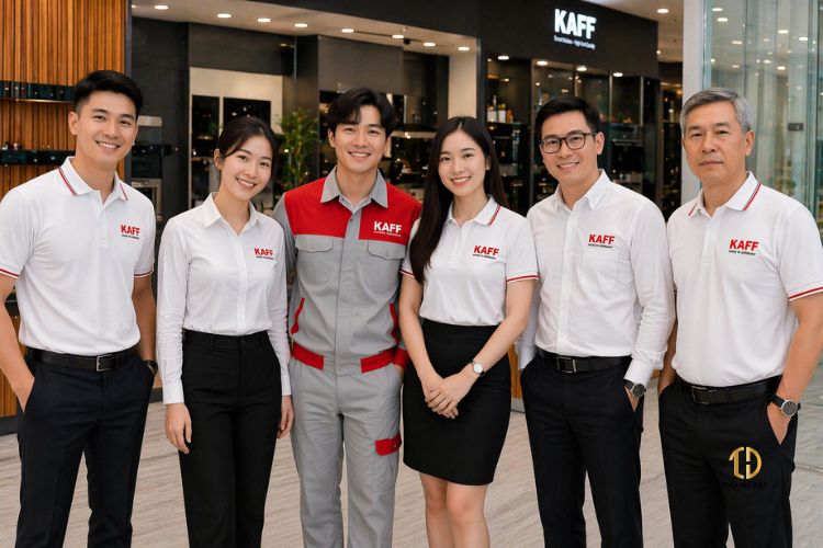 nhân viên mặc đồng phục công sở sau khi triển khai hoàn chỉnh
