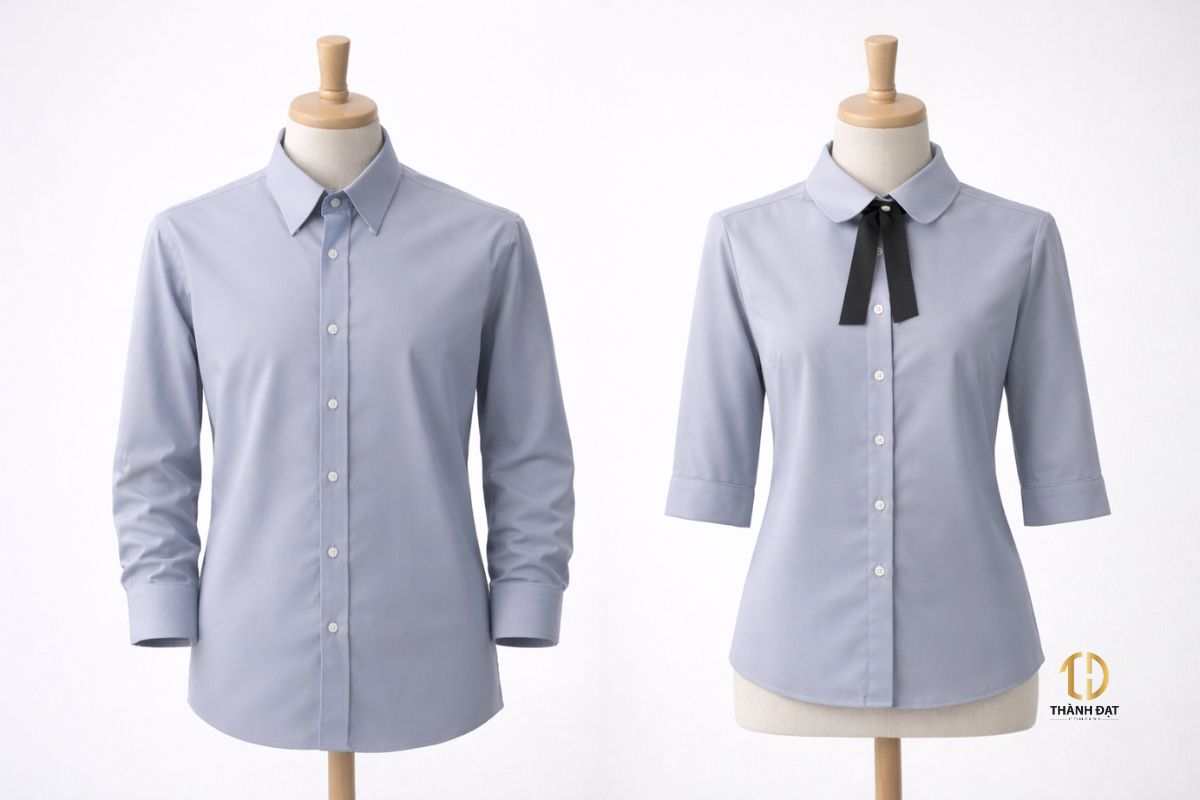 thiết kế áo sơ mi đồng phục công sở trên mannequin