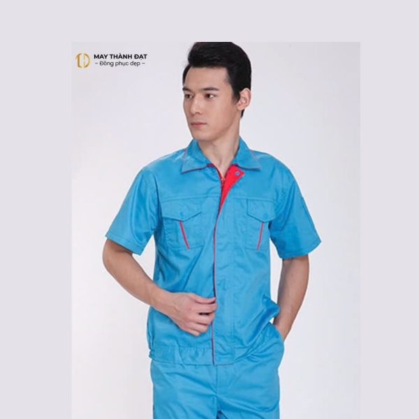 Đồng phục bảo hộ xanh dương ngắn tay – May đồng phục bảo hộ Hà Nội