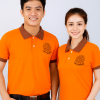 áo polo đồng phục màu cam phối cổ nâu