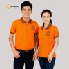 áo polo đồng phục màu cam phối cổ nâu