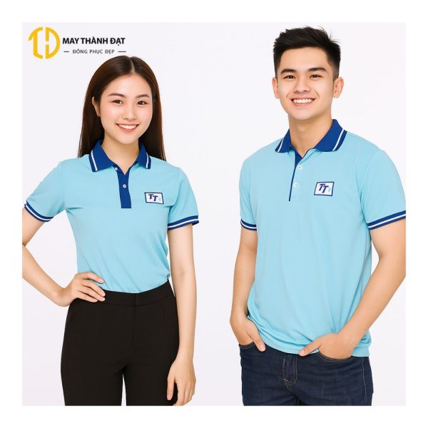 đồng phục áo phông màu xanh phối navy