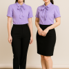 Áo sơ mi nữ công sở cổ nơ màu tím – May Thành Đạt