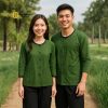 Đồng phục bà ba xanh rêu cho nhân viên quán ăn phong cách làng quê