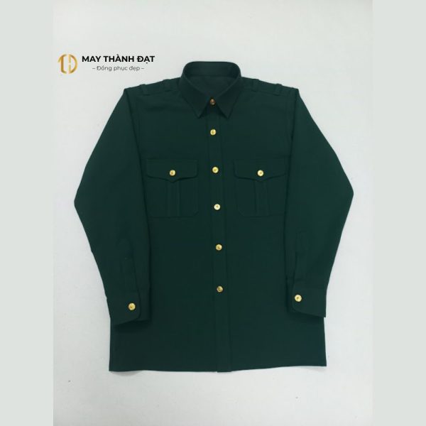Áo quân phục dài tay màu xanh truyền thống