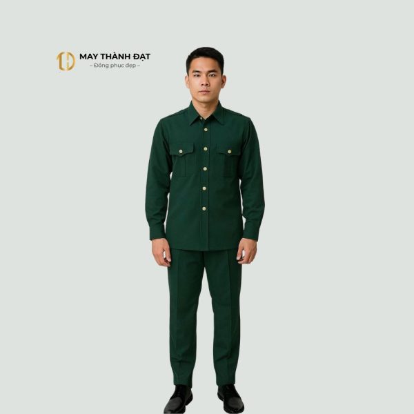 Bộ quân phục dài tay màu xanh truyền thống