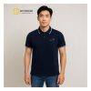 Áo phông đồng phục VIB màu xanh navy – mẫu nam cổ bẻ viền trắng, thun cá sấu co giãn