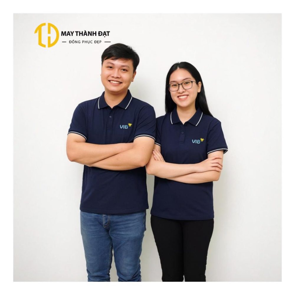 Áo polo xanh đen logo VIB may tại May Thành Đạt Hà Nội