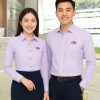 Áo sơ mi đồng phục công sở màu tím pastel cho nhân viên văn phòng nam và nữ