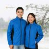 Áo khoác đồng phục xanh phối đen 3 lớp cho nam nữ – May Thành Đạt