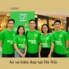 Áo phông sự kiện màu xanh in logo tại Hà Nội