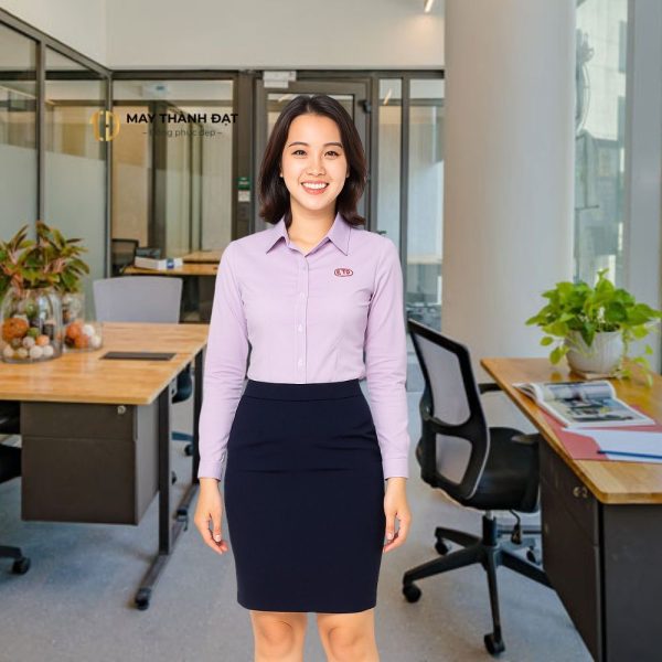 Đồng phục sơ mi nữ dài tay thêu logo