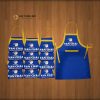 Bộ tạp dề in logo thương hiệu Vạn Chài – màu xanh phối vàng nổi bật
