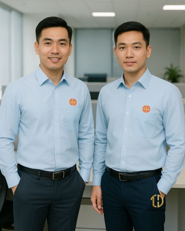o sơ mi đồng phục công sở màu xanh nhạt cho nam