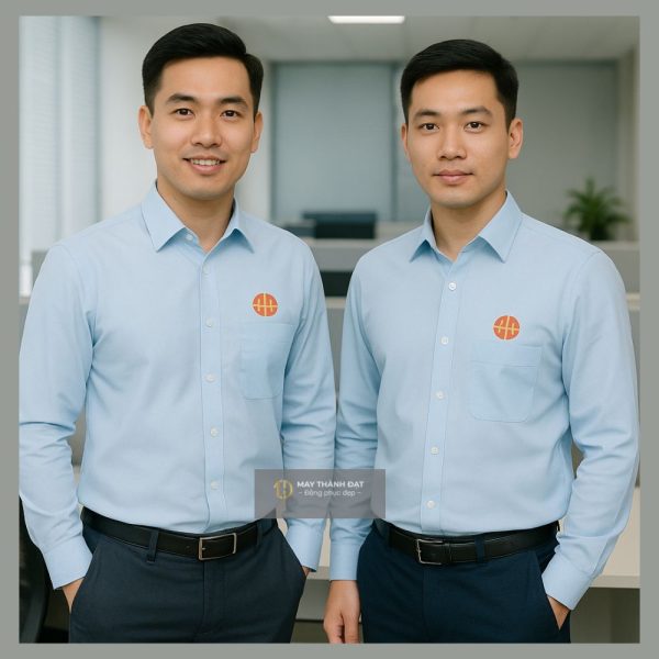 Áo sơ mi công sở nam xanh nhạt dài tay | Đồng phục công sở Hà Nội