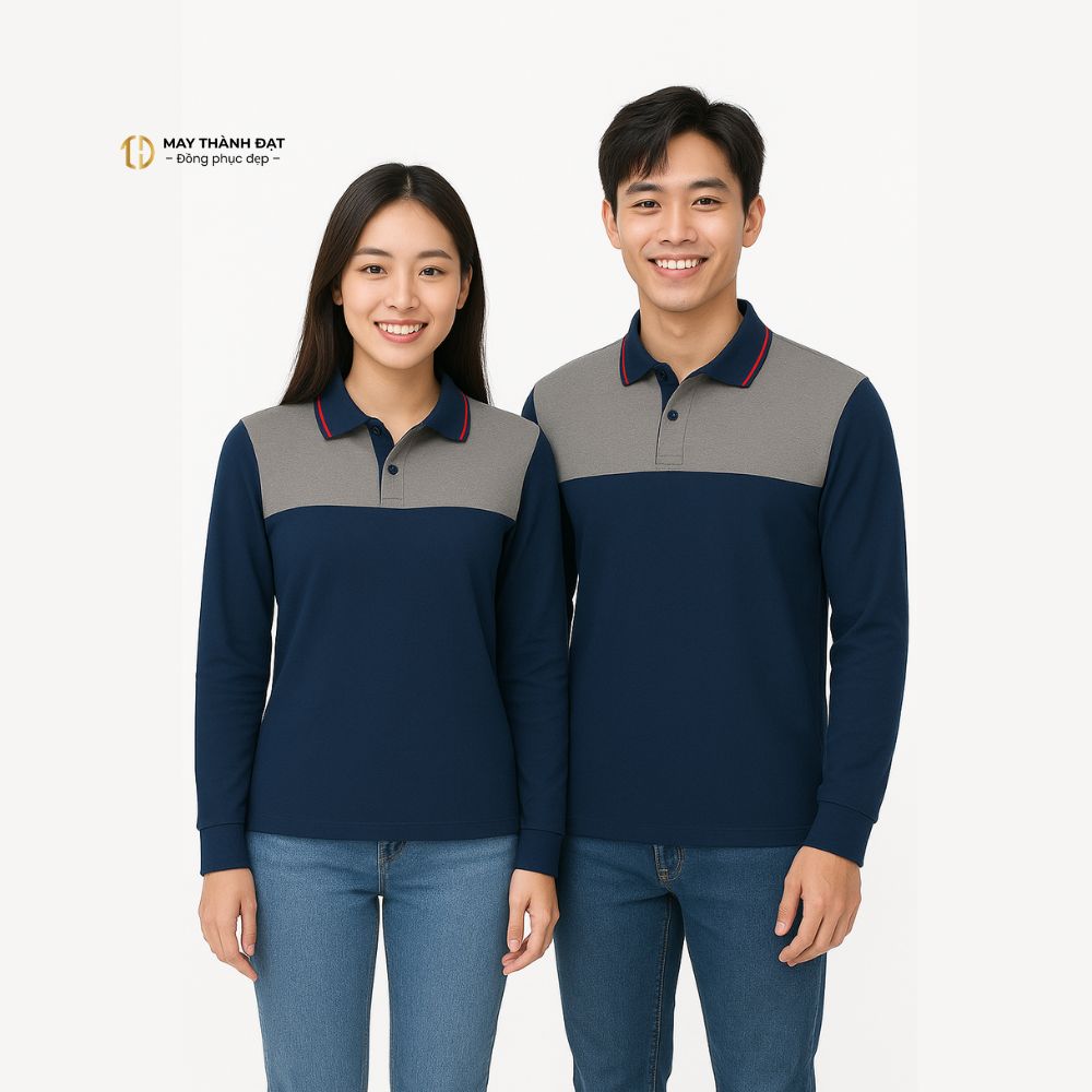 Áo polo phối màu xanh – ghi dành cho đội vận hành