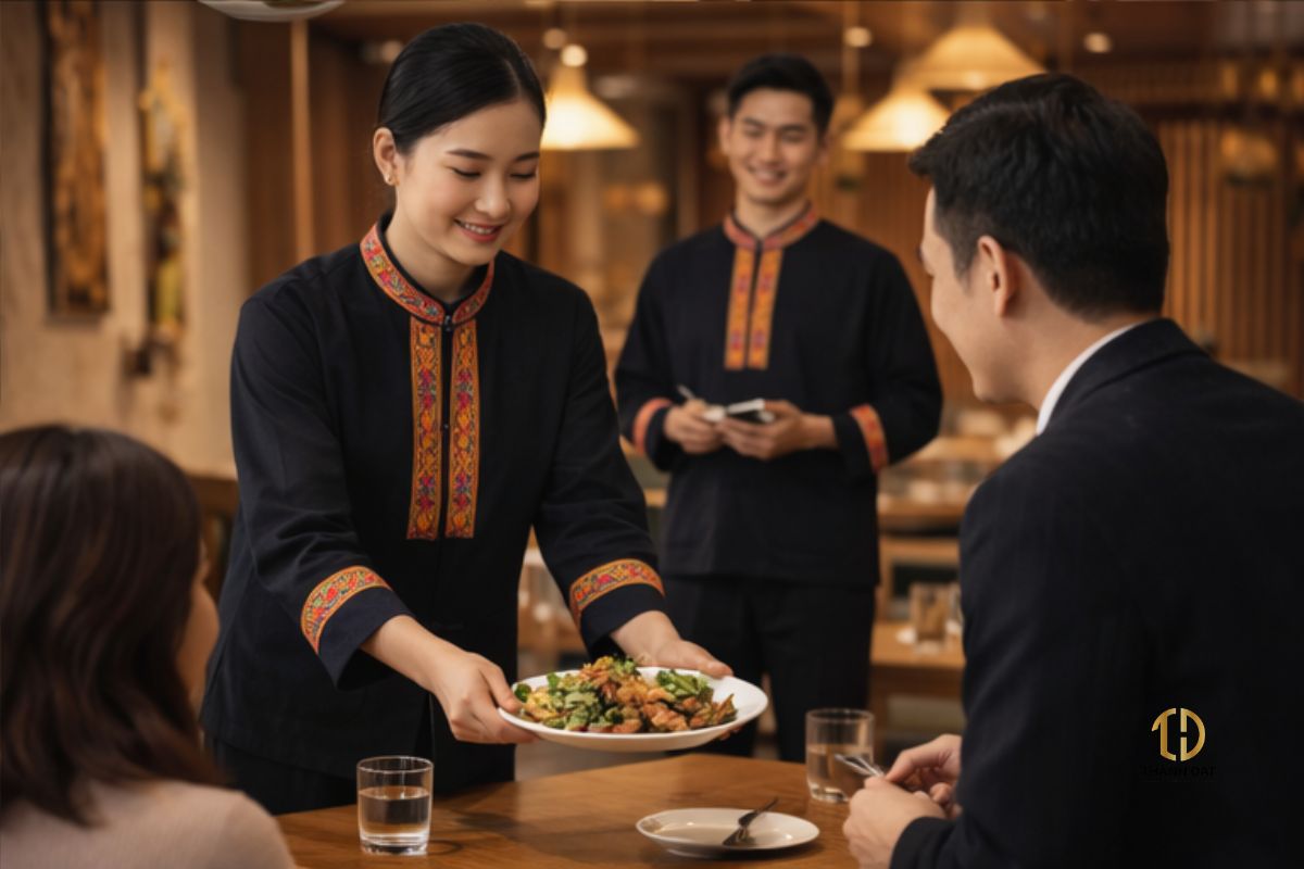 đồng phục chuỗi nhà hàng phong cách Tây Bắc tại Hà Nội