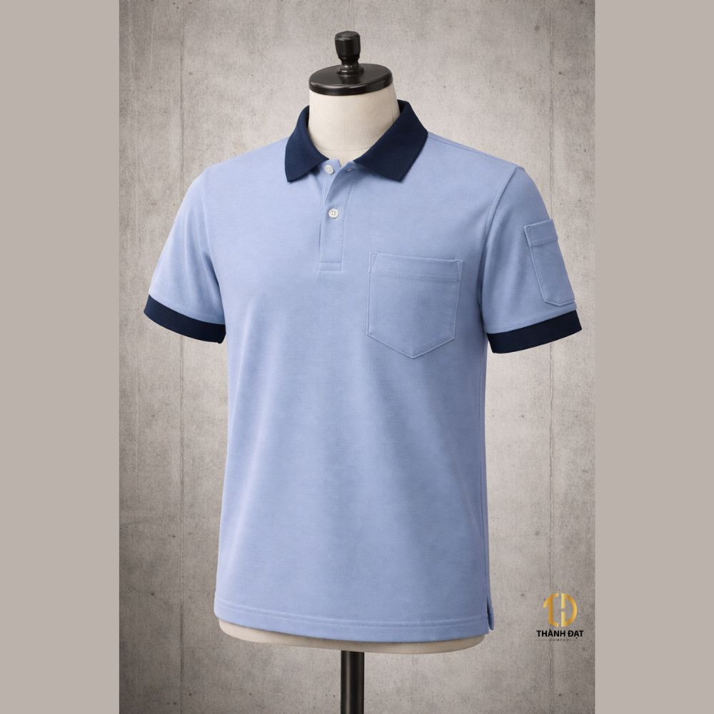 Áo phông đồng phục kỹ thuật có túi ngực tiện dụng cho nhân viên sản xuất