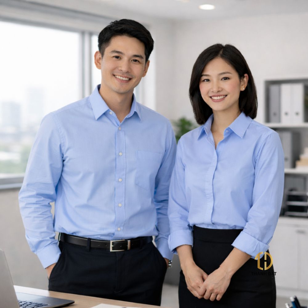 Áo sơ mi đồng phục công sở thiết kế đơn giản dễ sử dụng