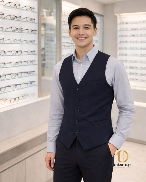 Áo gile đồng phục nam màu xanh navy