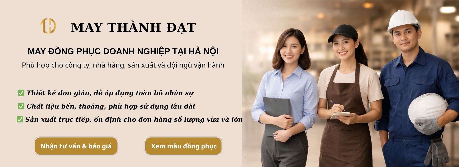 May đồng phục doanh nghiệp tại Hà Nội – thiết kế đơn giản, sử dụng lâu dài cho công ty, nhà hàng và sản xuất