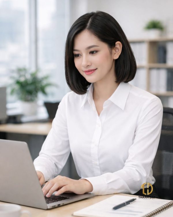 áo sơ mi công sở nữ màu trắng form gọn gàng