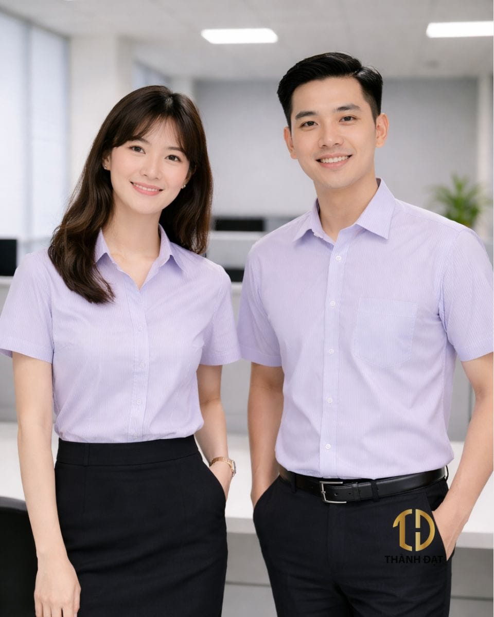 Áo sơ mi đồng phục công sở tay ngắn cho mùa hè
