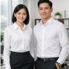 áo sơ mi đồng phục công ty màu trắng nam nữ form chuẩn