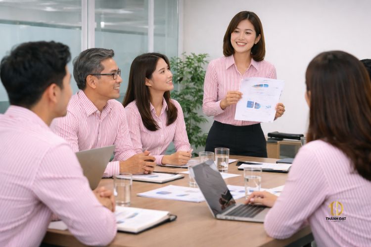 doanh nghiệp trao đổi về quy trình đặt đồng phục công sở