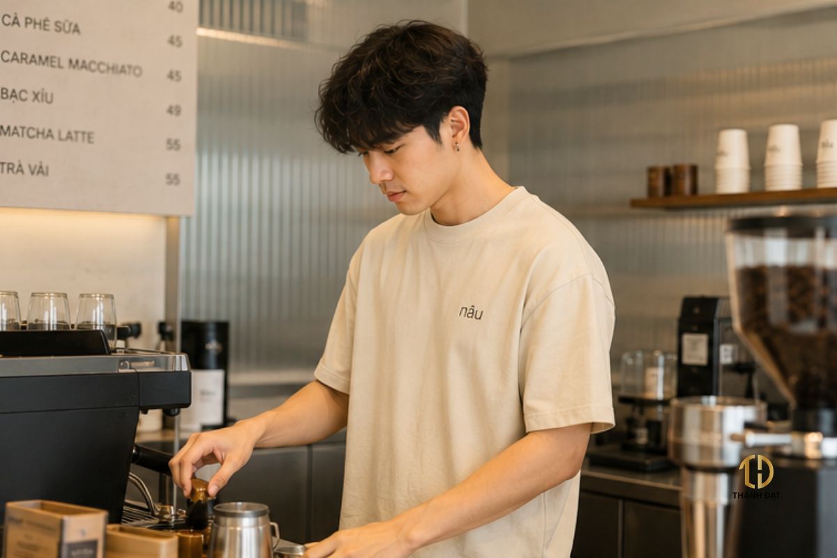 Áo basic đồng phục quán cafe phong cách trẻ trung