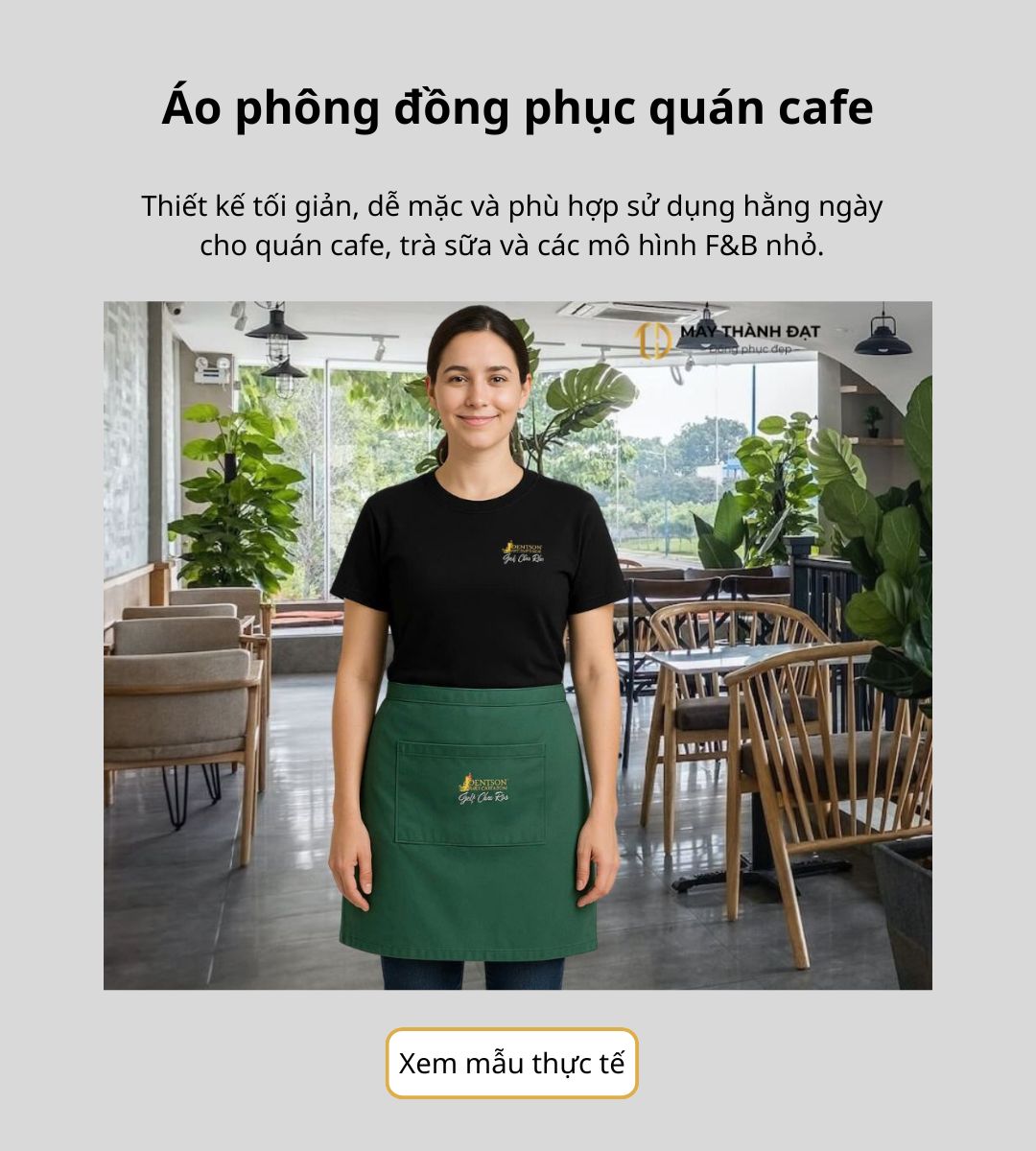 Áo phông đồng phục quán cafe phong cách tối giản cho nhân viên phục vụ