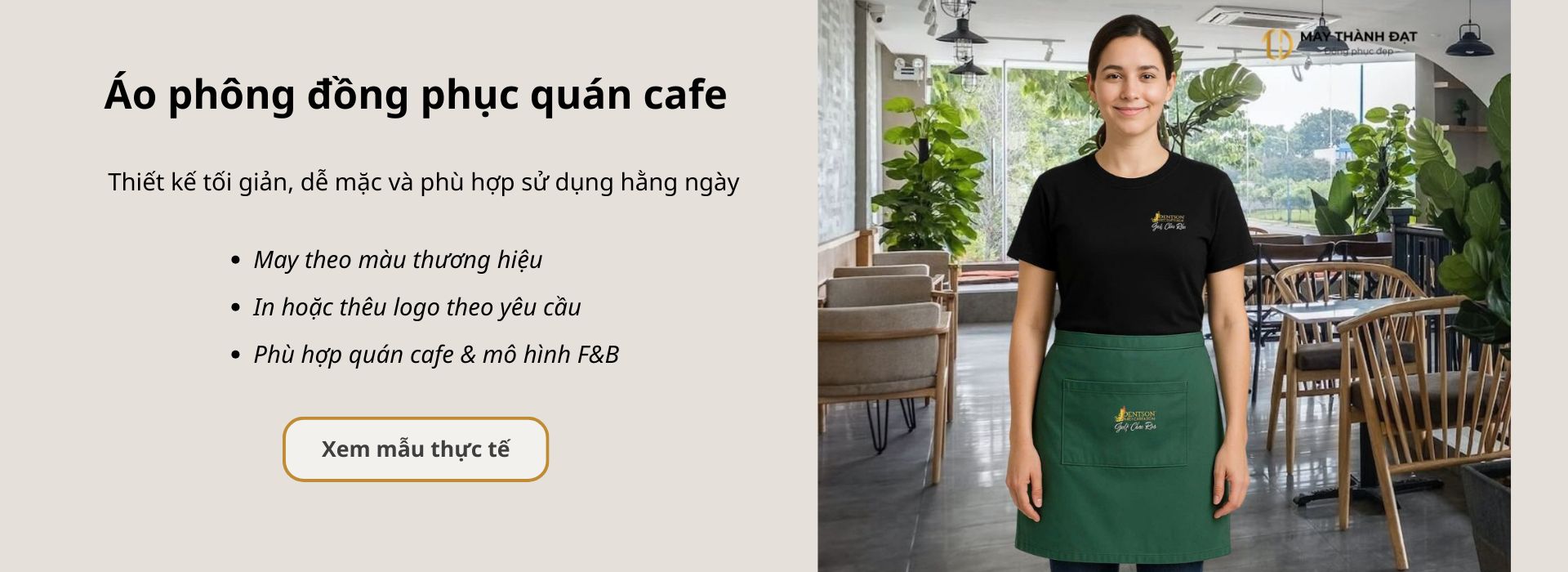 Áo phông đồng phục quán cafe phong cách tối giản cho nhân viên phục vụ