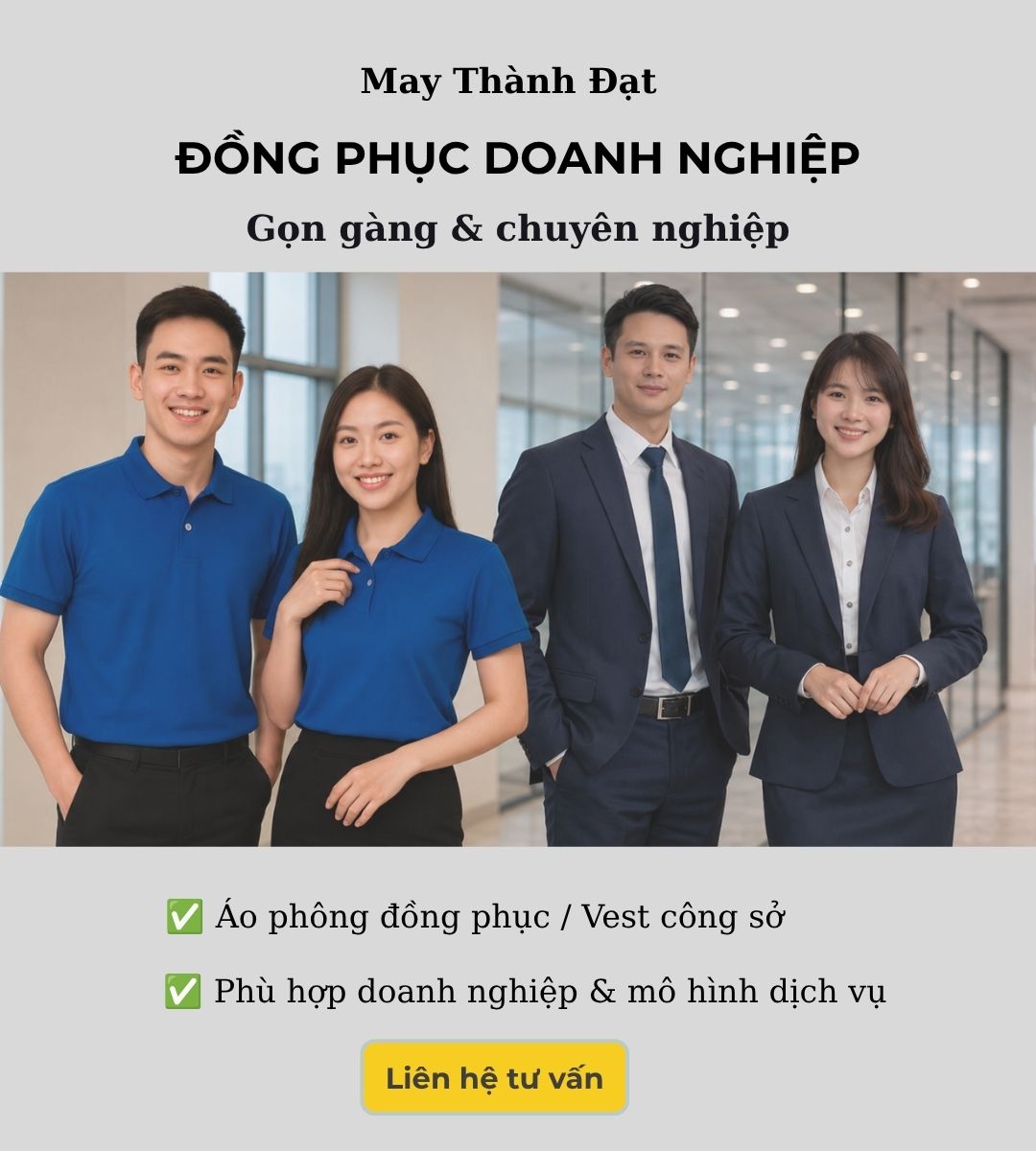 Đồng phục doanh nghiệp gồm áo phông và vest công sở của May Thành Đạt