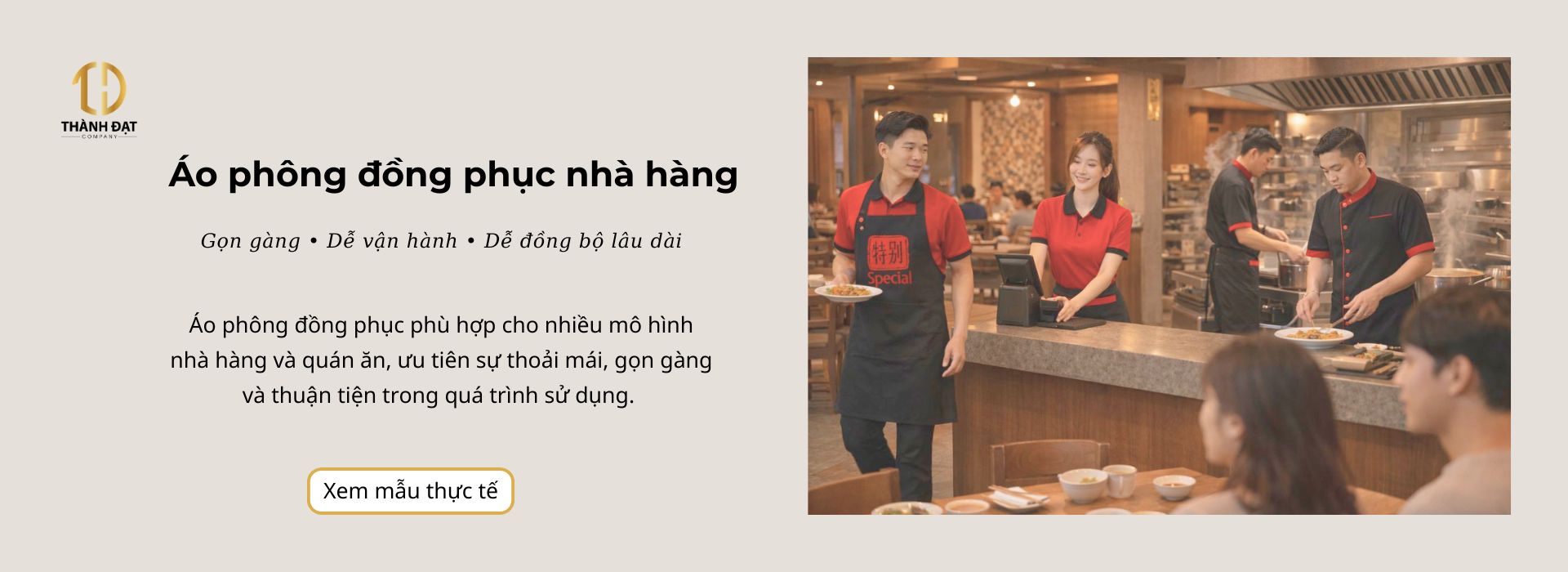 Áo phông đồng phục nhà hàng cho nhân viên phục vụ