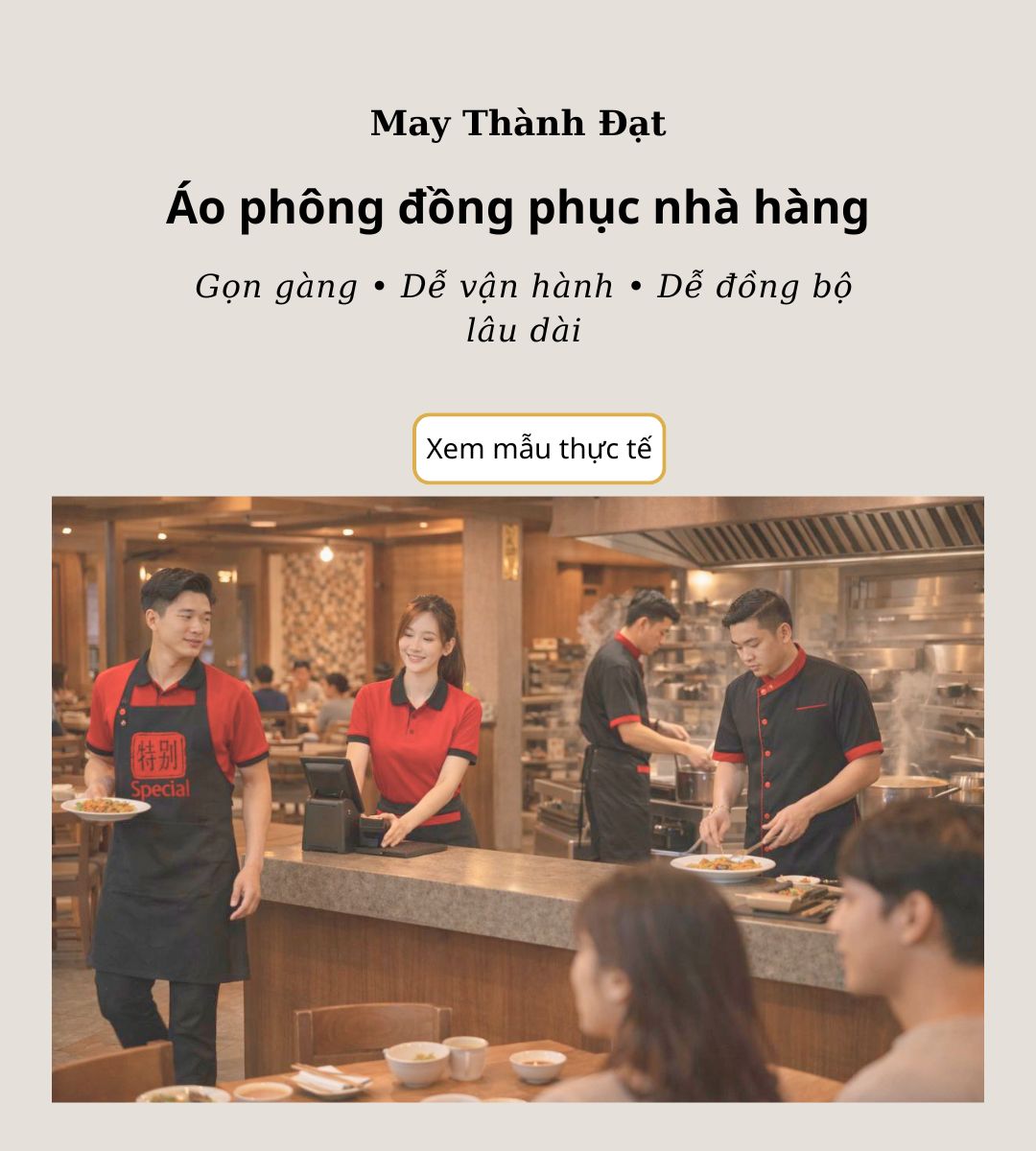 Áo phông đồng phục nhà hàng cho nhân viên phục vụ